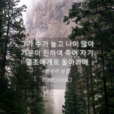 Picture 05 - 창세기 25:8 KOR - 그가 수가 높고 나이 많아 기운이 - Bible Verse Picture