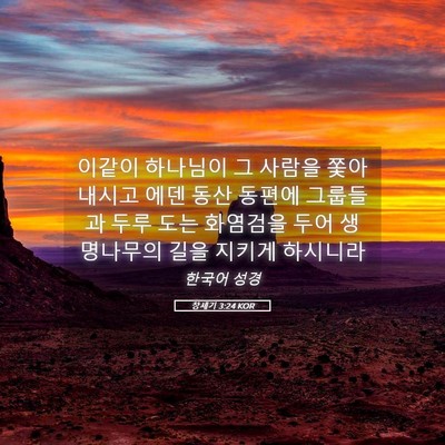 Picture 05 - 창세기 3:24 KOR - 이같이 하나님이 그 사람을 쫓아 - Bible Verse Picture
