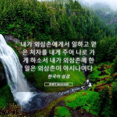 Picture 05 - 창세기 30:26 KOR - 내가 외삼촌에게서 일하고 얻은 - Bible Verse Picture