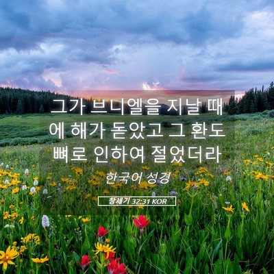 Picture 05 - 창세기 32:31 KOR - 그가 브니엘을 지날 때에 해가 - Bible Verse Picture