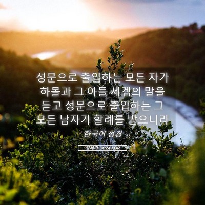 Picture 05 - 창세기 34:24 KOR - 성문으로 출입하는 모든 자가 하몰과 - Bible Verse Picture