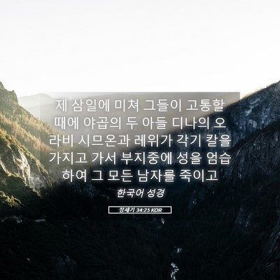 Picture 05 - 창세기 34:25 KOR - 제 삼일에 미쳐 그들이 고통할 때에 - Bible Verse Picture