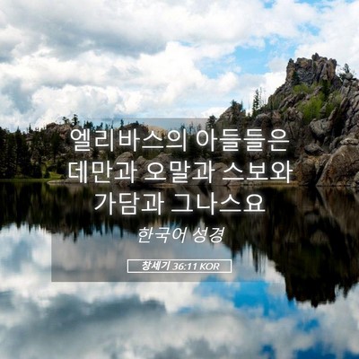 Picture 05 - 창세기 36:11 KOR - 엘리바스의 아들들은 데만과 오말과 - Bible Verse Picture