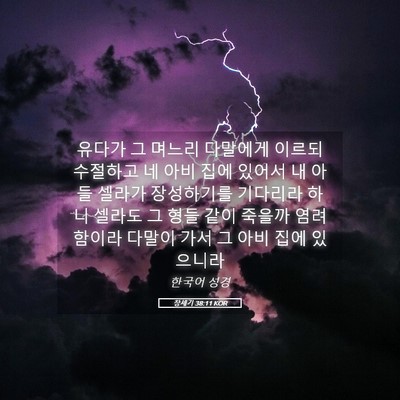 Picture 05 - 창세기 38:11 KOR - 유다가 그 며느리 다말에게 이르되 - Bible Verse Picture