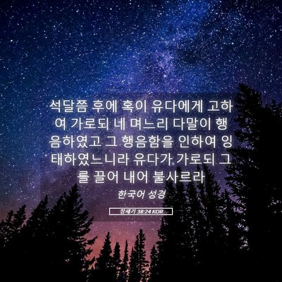 Picture 05 - 창세기 38:24 KOR - 석달쯤 후에 혹이 유다에게 고하여 - Bible Verse Picture