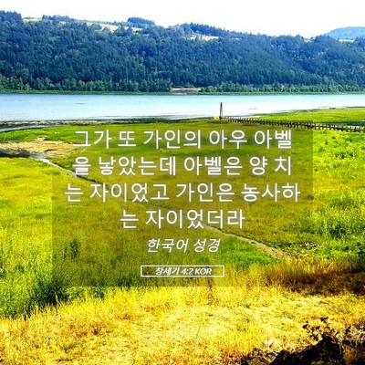 Picture 05 - 창세기 4:2 KOR - 그가 또 가인의 아우 아벨을 - Bible Verse Picture