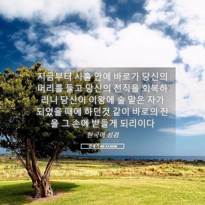 Picture 05 - 창세기 40:13 KOR - 지금부터 사흘 안에 바로가 당신의 - Bible Verse Picture