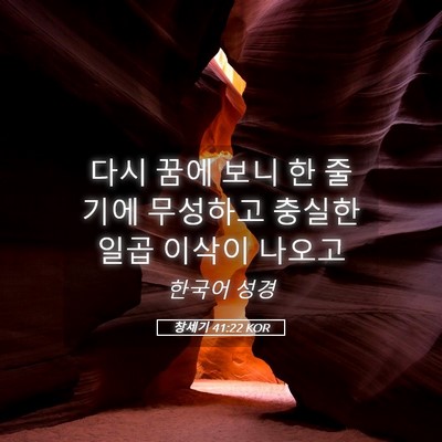 Picture 05 - 창세기 41:22 KOR - 다시 꿈에 보니 한 줄기에 무성하고 - Bible Verse Picture