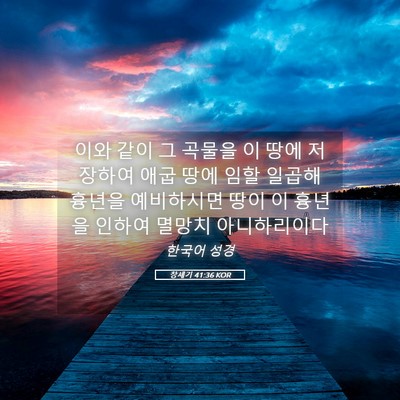 Picture 05 - 창세기 41:36 KOR - 이와 같이 그 곡물을 이 땅에 - Bible Verse Picture