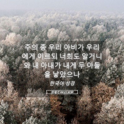 Picture 05 - 창세기 44:27 KOR - 주의 종 우리 아비가 우리에게 - Bible Verse Picture