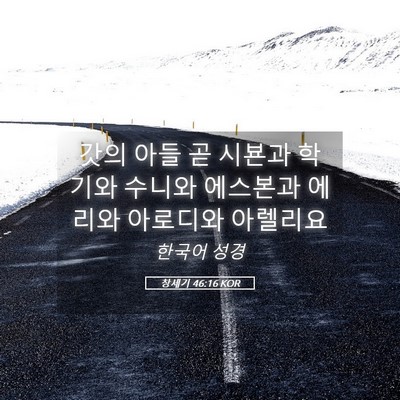 Picture 05 - 창세기 46:16 KOR - 갓의 아들 곧 시뵨과 학기와 수니와 - Bible Verse Picture