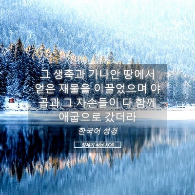 Picture 05 - 창세기 46:6 KOR - 그 생축과 가나안 땅에서 얻은 - Bible Verse Picture