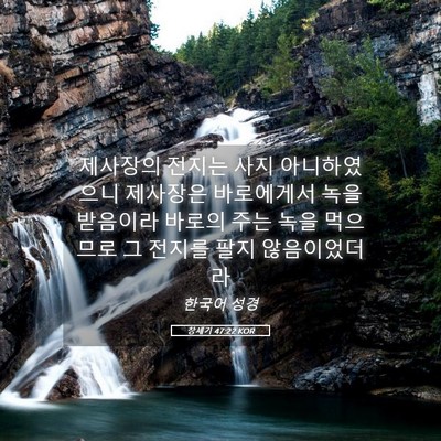 Picture 05 - 창세기 47:22 KOR - 제사장의 전지는 사지 아니하였으니 - Bible Verse Picture