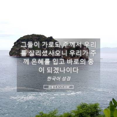 Picture 05 - 창세기 47:25 KOR - 그들이 가로되 주께서 우리를 - Bible Verse Picture