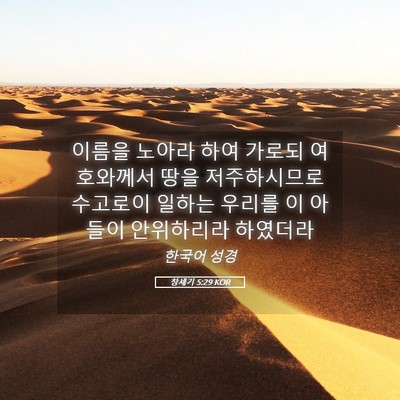 Picture 05 - 창세기 5:29 KOR - 이름을 노아라 하여 가로되 - Bible Verse Picture