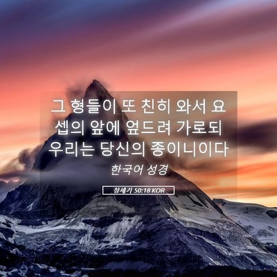 Picture 05 - 창세기 50:18 KOR - 그 형들이 또 친히 와서 요셉의 앞에 - Bible Verse Picture