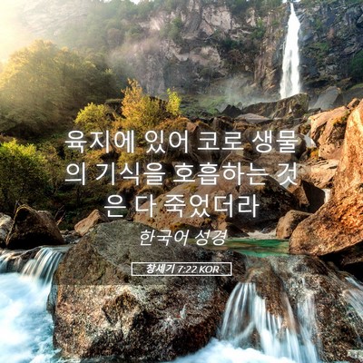 Picture 05 - 창세기 7:22 KOR - 육지에 있어 코로 생물의 기식을 - Bible Verse Picture