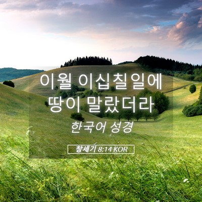 Picture 05 - 창세기 8:14 KOR - 이월 이십칠일에 땅이 - Bible Verse Picture