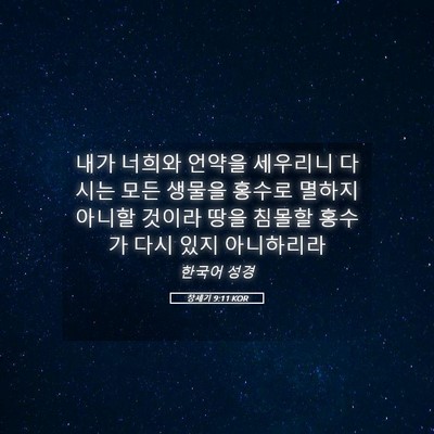 Picture 05 - 창세기 9:11 KOR - 내가 너희와 언약을 세우리니 다시는 - Bible Verse Picture
