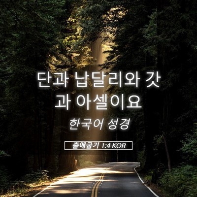 Picture 05 - 출애굽기 1:4 KOR - 단과 납달리와 갓과 - Bible Verse Picture