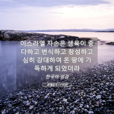 Picture 05 - 출애굽기 1:7 KOR - 이스라엘 자손은 생육이 중다하고 - Bible Verse Picture