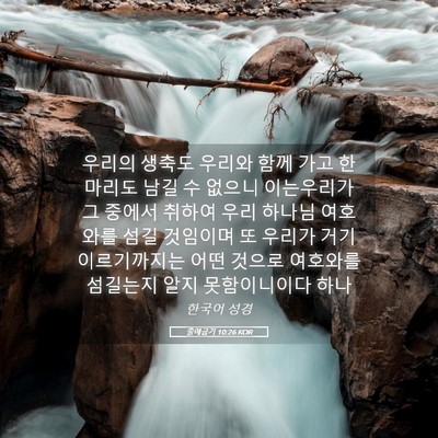 Picture 05 - 출애굽기 10:26 KOR - 우리의 생축도 우리와 함께 가고 한 - Bible Verse Picture