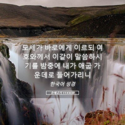 Picture 05 - 출애굽기 11:4 KOR - 모세가 바로에게 이르되 여호와께서 - Bible Verse Picture