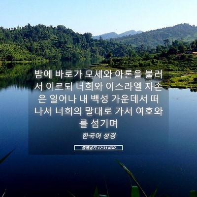 Picture 05 - 출애굽기 12:31 KOR - 밤에 바로가 모세와 아론을 불러서 - Bible Verse Picture