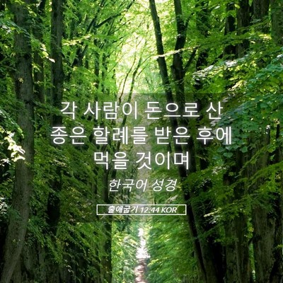 Picture 05 - 출애굽기 12:44 KOR - 각 사람이 돈으로 산 종은 할례를 - Bible Verse Picture