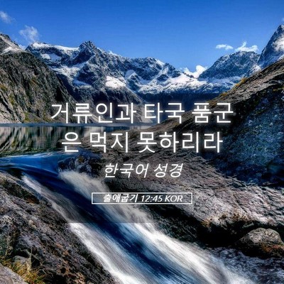 Picture 05 - 출애굽기 12:45 KOR - 거류인과 타국 품군은 먹지 - Bible Verse Picture