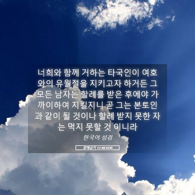 Picture 05 - 출애굽기 12:48 KOR - 너희와 함께 거하는 타국인이 - Bible Verse Picture
