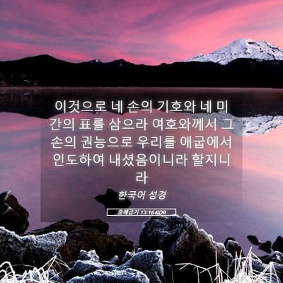 Picture 05 - 출애굽기 13:16 KOR - 이것으로 네 손의 기호와 네 미간의 - Bible Verse Picture