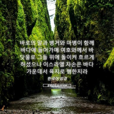 Picture 05 - 출애굽기 15:19 KOR - 바로의 말과 병거와 마병이 함께 - Bible Verse Picture