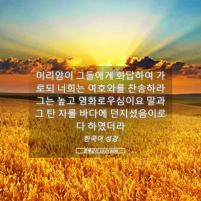 Picture 05 - 출애굽기 15:21 KOR - 미리암이 그들에게 화답하여 가로되 - Bible Verse Picture