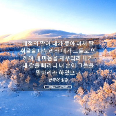 Picture 05 - 출애굽기 15:9 KOR - 대적의 말이 내가 쫓아 미쳐 - Bible Verse Picture