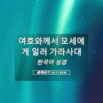 Picture 05 - 출애굽기 16:11 KOR - 여호와께서 모세에게 일러 - Bible Verse Picture