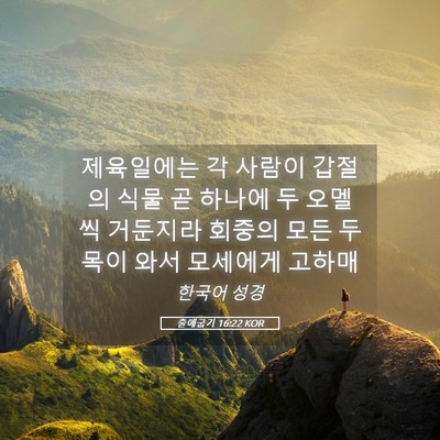 Picture 05 - 출애굽기 16:22 KOR - 제육일에는 각 사람이 갑절의 식물 - Bible Verse Picture