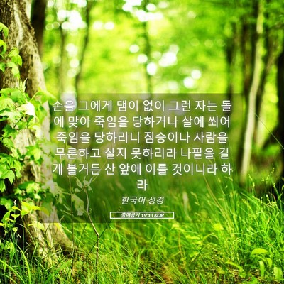 Picture 05 - 출애굽기 19:13 KOR - 손을 그에게 댐이 없이 그런 자는 - Bible Verse Picture