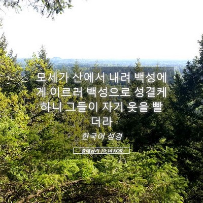 Picture 05 - 출애굽기 19:14 KOR - 모세가 산에서 내려 백성에게 이르러 - Bible Verse Picture