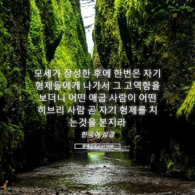 Picture 05 - 출애굽기 2:11 KOR - 모세가 장성한 후에 한번은 자기 - Bible Verse Picture