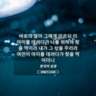 Picture 05 - 출애굽기 2:9 KOR - 바로의 딸이 그에게 이르되 이 - Bible Verse Picture