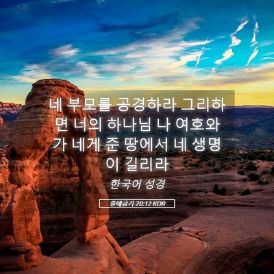 Picture 05 - 출애굽기 20:12 KOR - 네 부모를 공경하라 그리하면 너의 - Bible Verse Picture