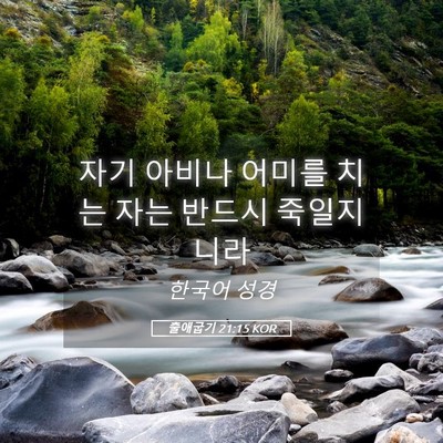 Picture 05 - 출애굽기 21:15 KOR - 자기 아비나 어미를 치는 자는 - Bible Verse Picture