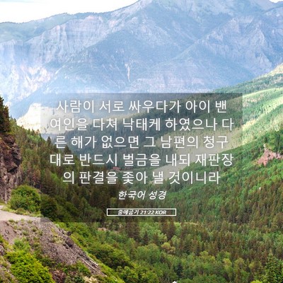 Picture 05 - 출애굽기 21:22 KOR - 사람이 서로 싸우다가 아이 밴 - Bible Verse Picture