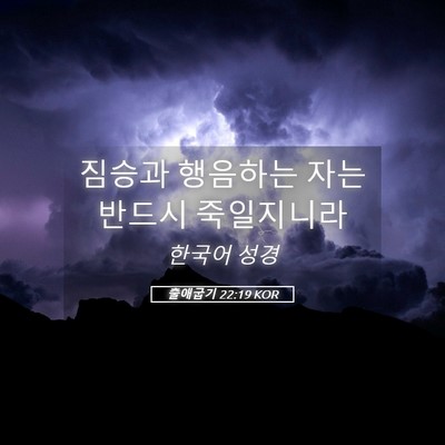 Picture 05 - 출애굽기 22:19 KOR - 짐승과 행음하는 자는 반드시 - Bible Verse Picture