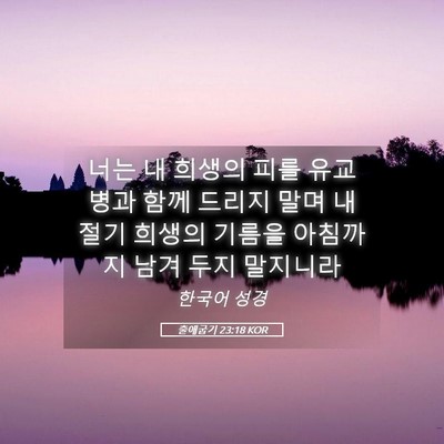 Picture 05 - 출애굽기 23:18 KOR - 너는 내 희생의 피를 유교병과 함께 - Bible Verse Picture