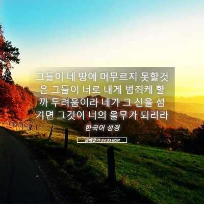 Picture 05 - 출애굽기 23:33 KOR - 그들이 네 땅에 머무르지 못할것은 - Bible Verse Picture