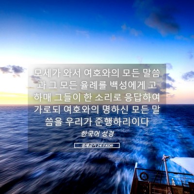 Picture 05 - 출애굽기 24:3 KOR - 모세가 와서 여호와의 모든 말씀과 - Bible Verse Picture