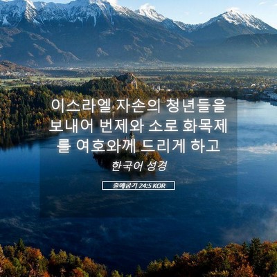 Picture 05 - 출애굽기 24:5 KOR - 이스라엘 자손의 청년들을 보내어 - Bible Verse Picture