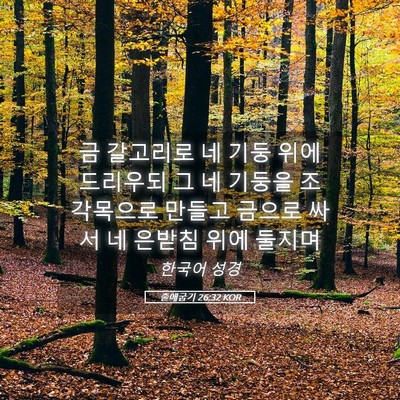 Picture 05 - 출애굽기 26:32 KOR - 금 갈고리로 네 기둥 위에 드리우되 - Bible Verse Picture